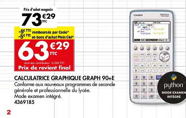 Calculatrice Graphique Graph 90+e Casio