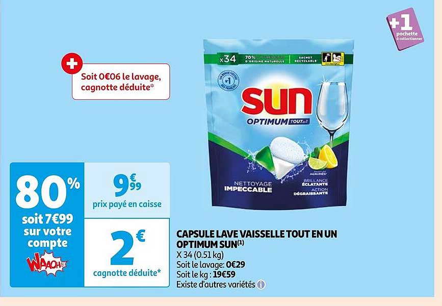 capsule lave vaisselle tout en un optimum sun