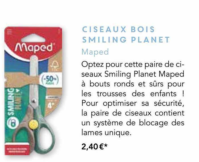 ciseaux bois smiling planet - maped