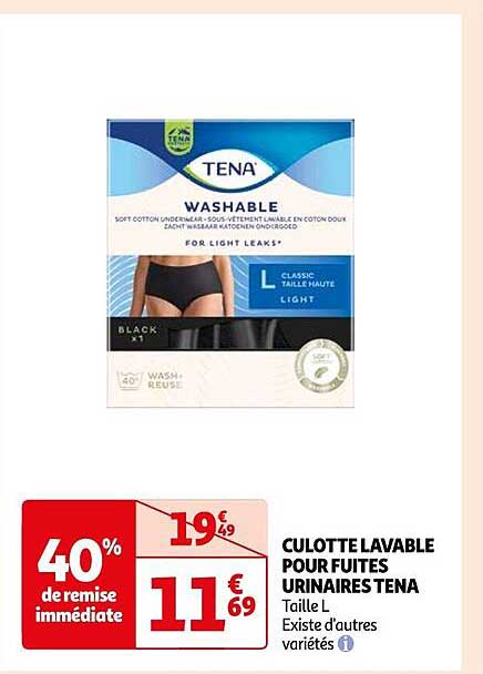 culotte lavable pour fuites urinaires tena