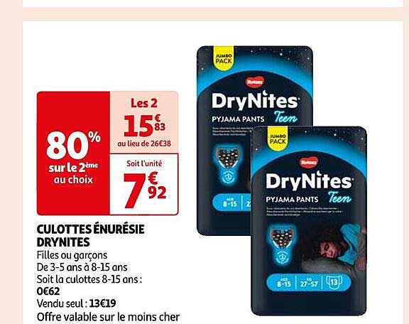 culottes énurésie dry nites
