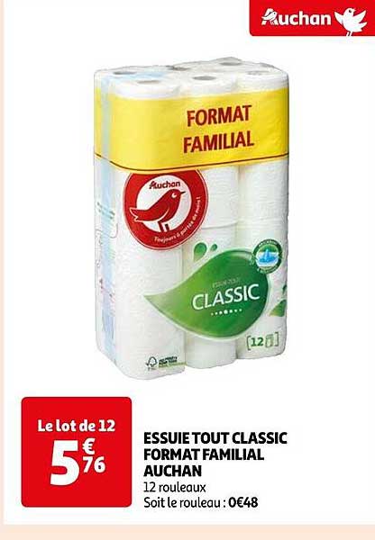essuie tout classic format familial auchan