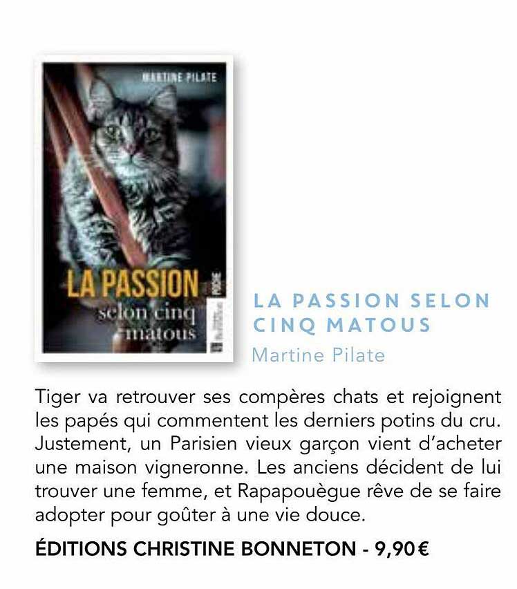 la passion selon cinq matous - martine pilate