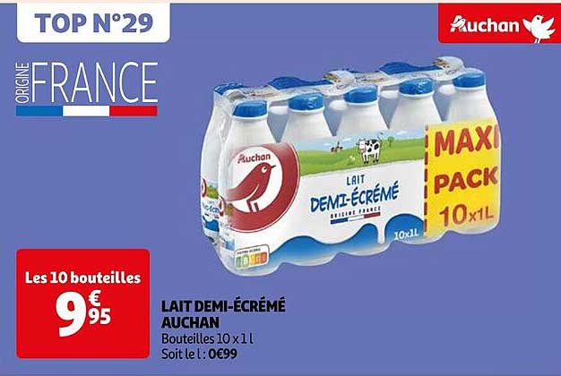 lait demi-écrémé auchan