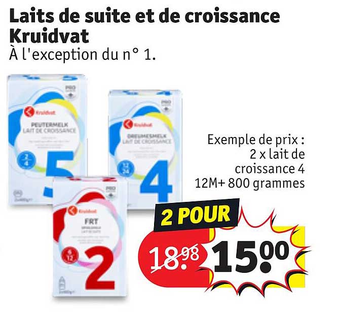 laits de suite et de croissance kruidvat