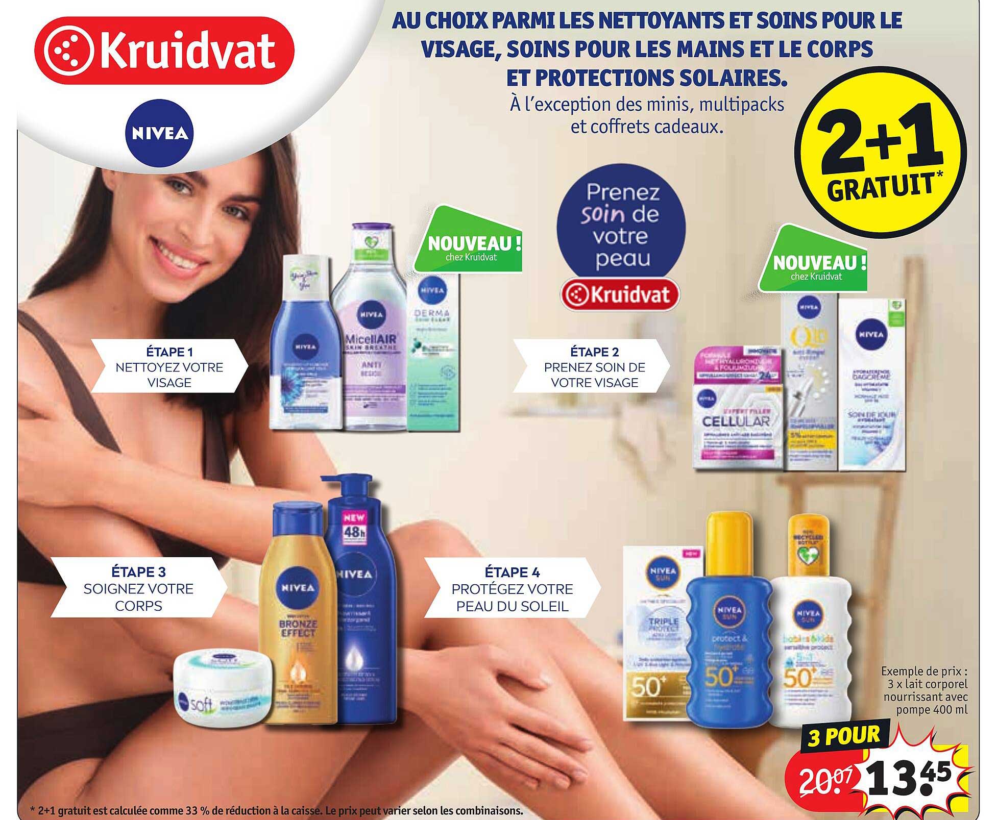 les nettoyants et soins pour le visage, soins pour les mains et le corps et protections solaires nivea