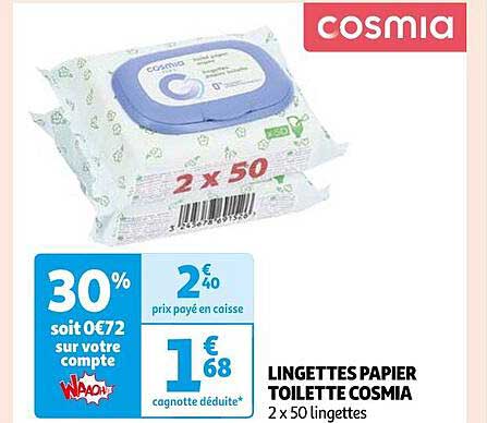 Lingettes Papier Toilette Cosmia