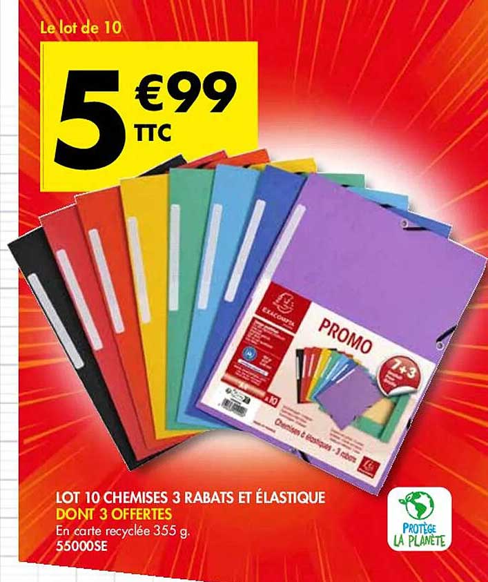 lot 10 chemises 3 rabats et élastique dont 3 offertes