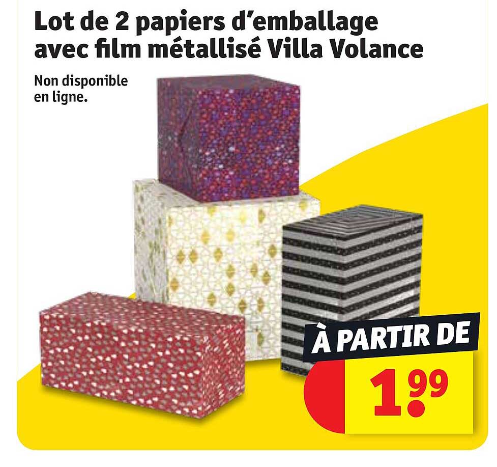 lot de 2 papiers d'emballage avec film métallisé villa volance