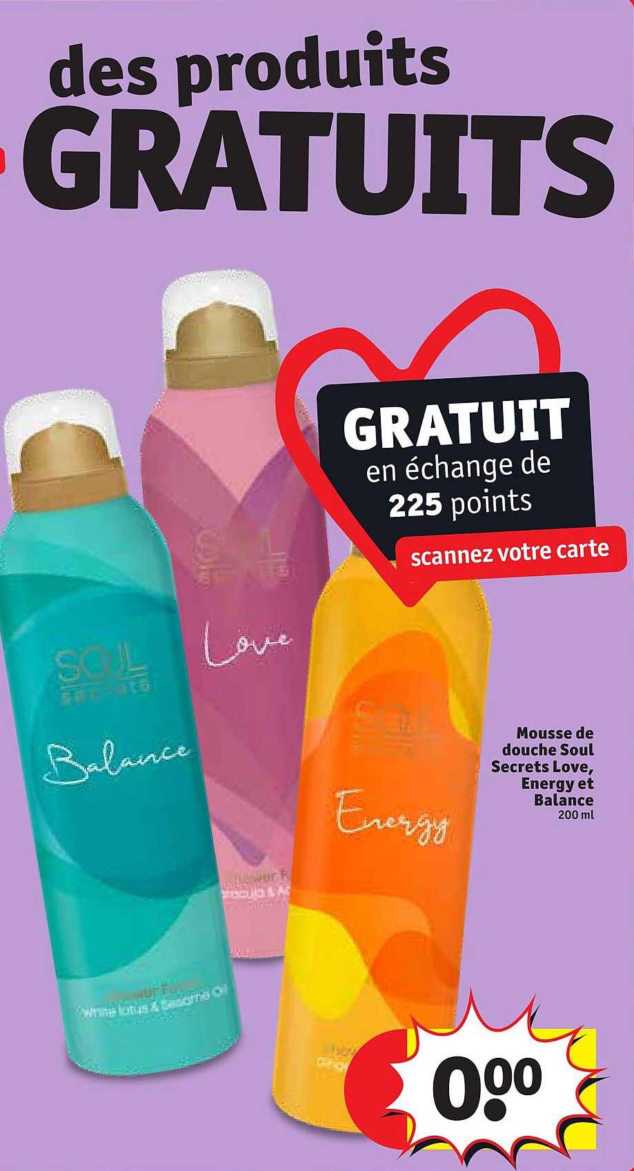 mousse de douche soul secrets love, energy et balance