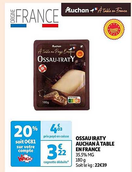 Ossau Iraty Auchan à Table En France