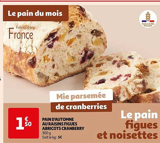 pain d'automne au raisins figues abricots cranberry