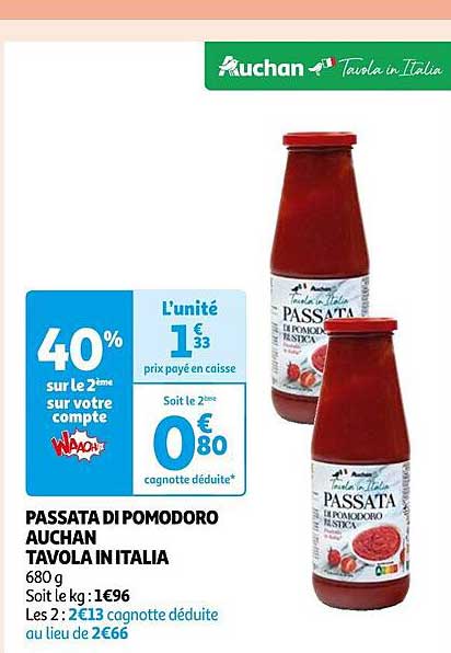 passata di pomodoro auchan tavola in italia
