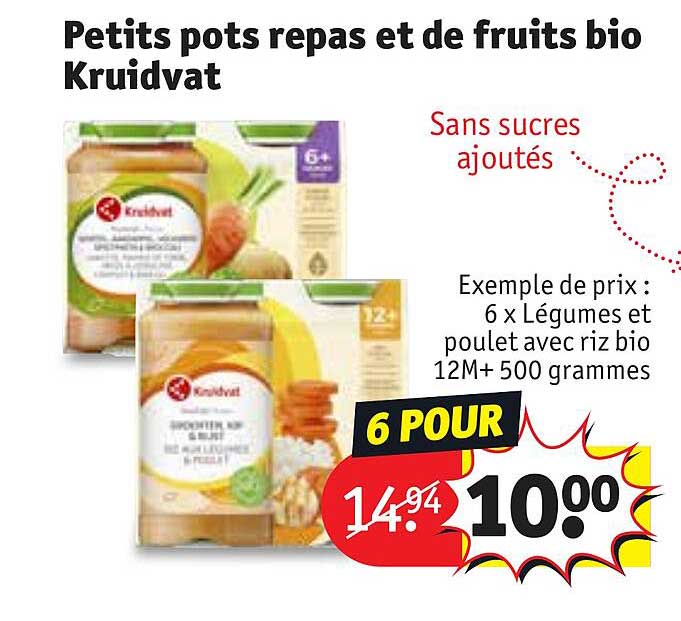 petits pots repas et de fruits bio kruidvat