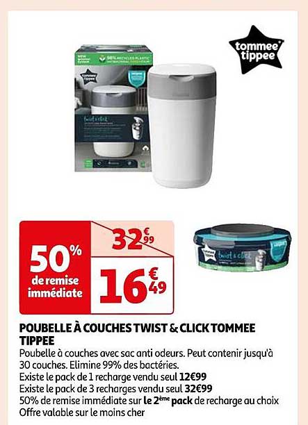 poubelle à couches twist & click tommee tippee