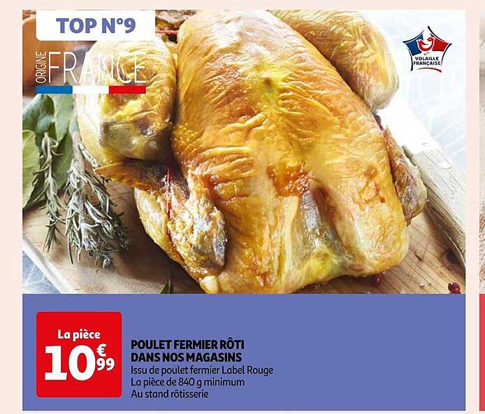 poulet fermier rôti dans nos magasins