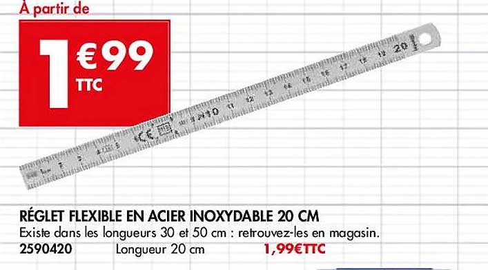 Réglet Flexible En Acier Inoxydable 20 Cm