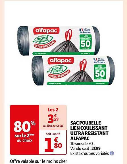 sac poubelle lien coulissant ultra résistant alfapac