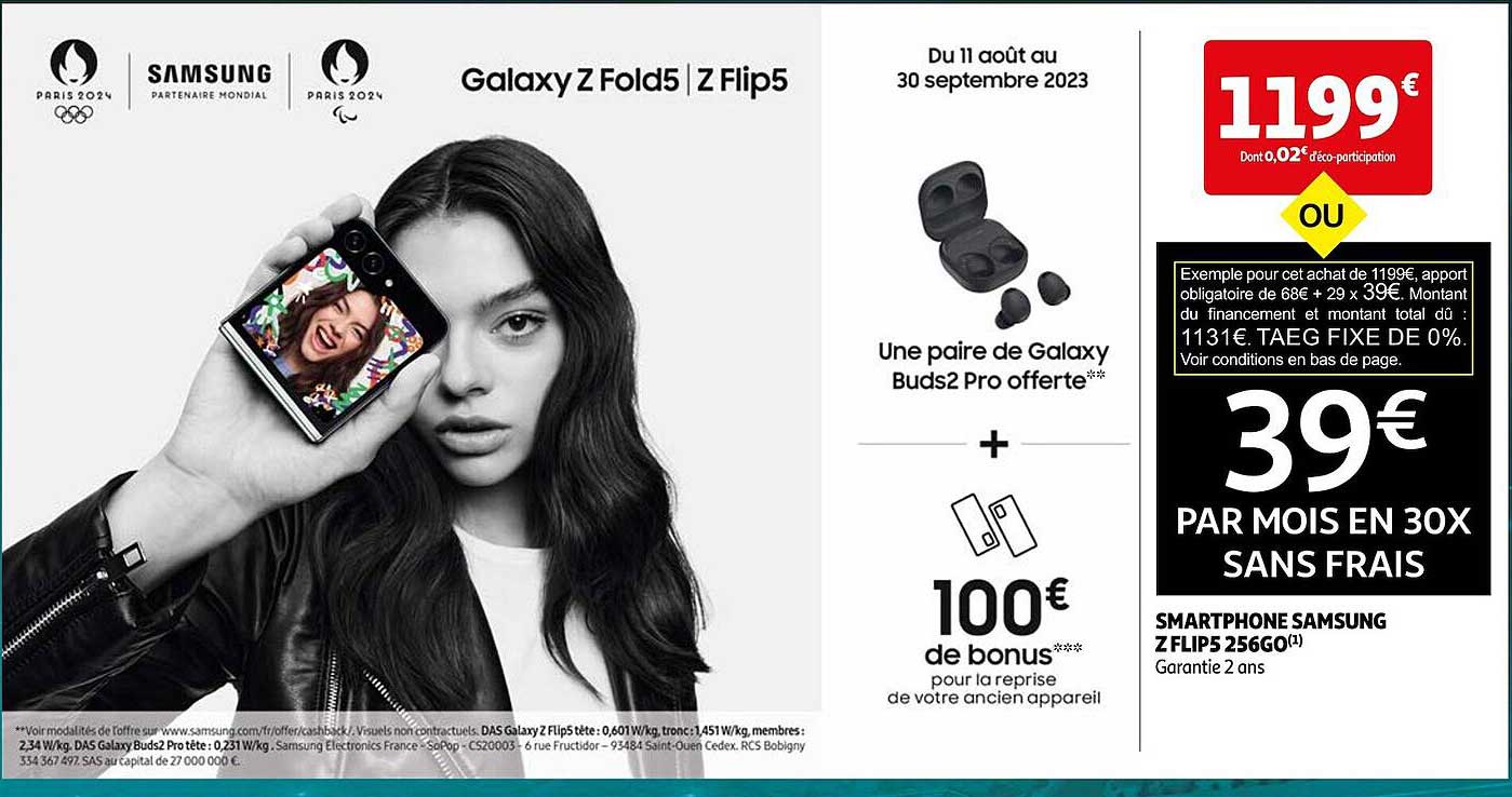 smartphone samsung z flip 5 256go