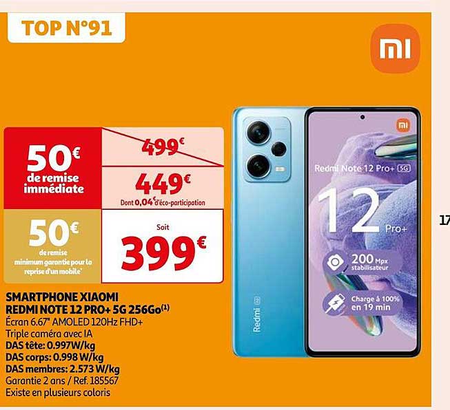 smartphone xiaomi redmi note 12 pro+ 5g 256go