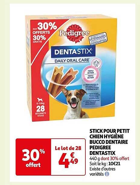 stick pour petit chien hygiène bucco dentaire pedigree dentastix