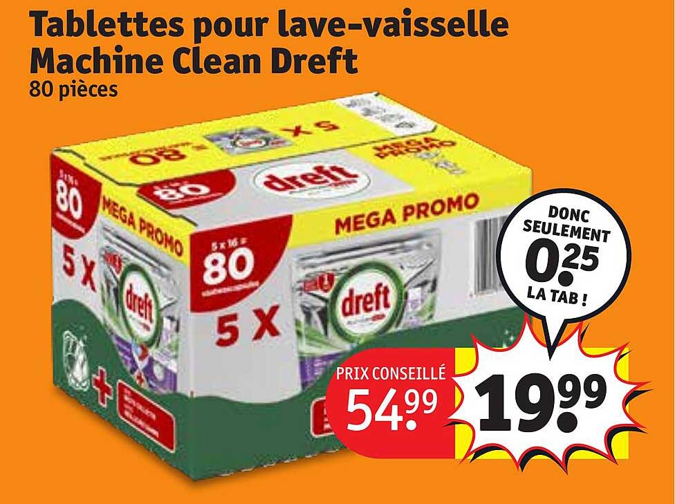 tablettes pour lave-vaisselle machine clean dreft