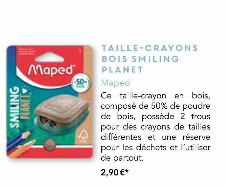 taille-crayons bois smiling planet - maped
