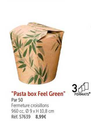 "pasta box feel green"