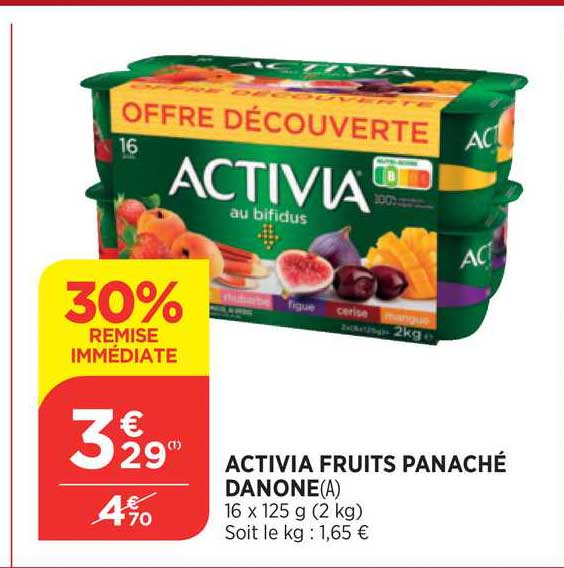 Activia Fruits Panaché Danone 30% De Remise Immédiate