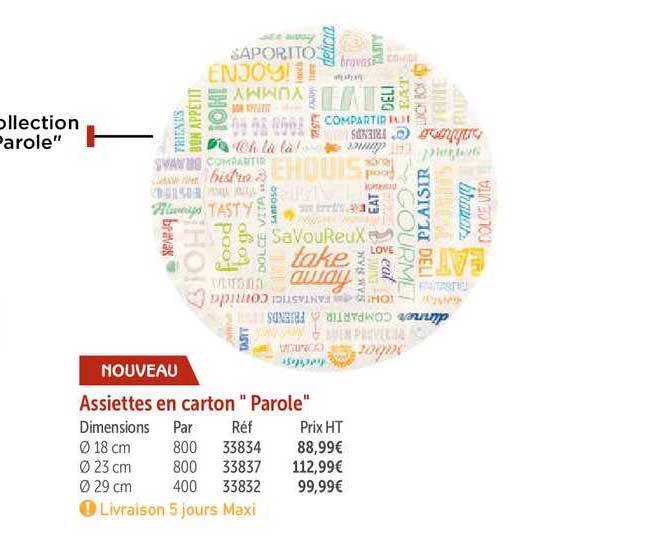 assiettes en carton parole