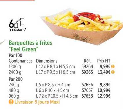 barquettes à frites "feel green"