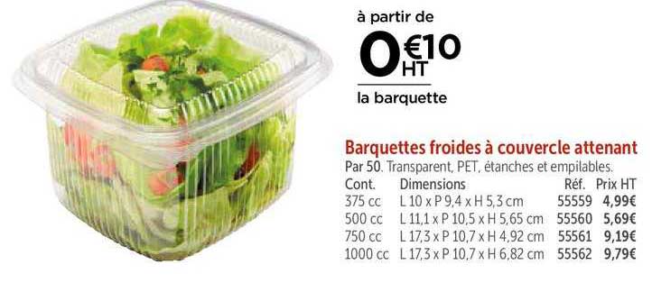 barquettes froides à couvercle attenant
