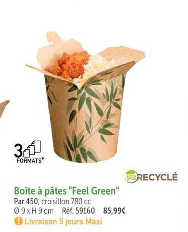 boîte à pâtes "feel green" recyclé