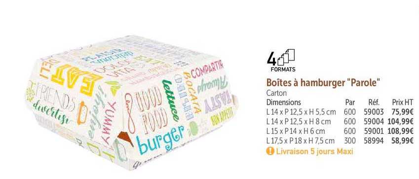 boîtes à hamburger "parole"
