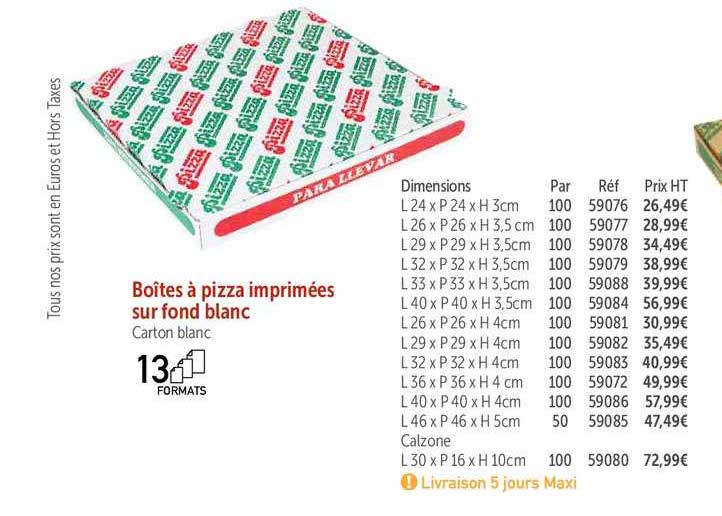 boîtes à pizza imprimées sur fond blanc