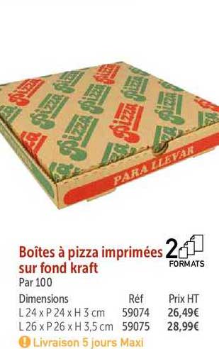 boîtes à pizza imprimées sur fond kraft