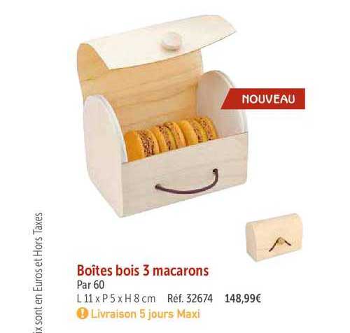 Boîtes Bois 3 Macarons
