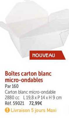 boîtes carton blanc micro ondables