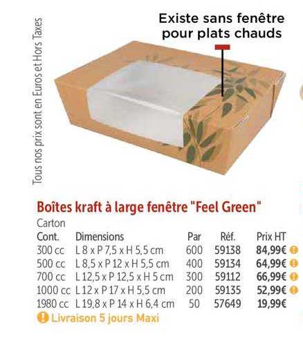 boîtes kraft à large fenêtre "feel green"