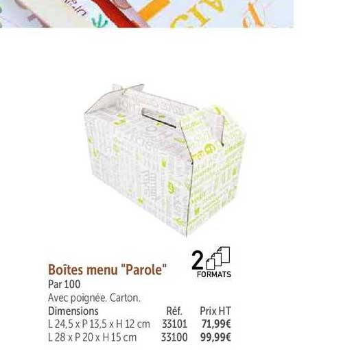 Boîtes Menu "parole"