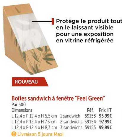 boîtes sandwich à fenêtre "feel green"