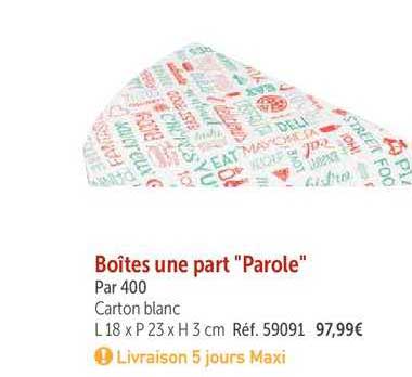 boîtes une part parole