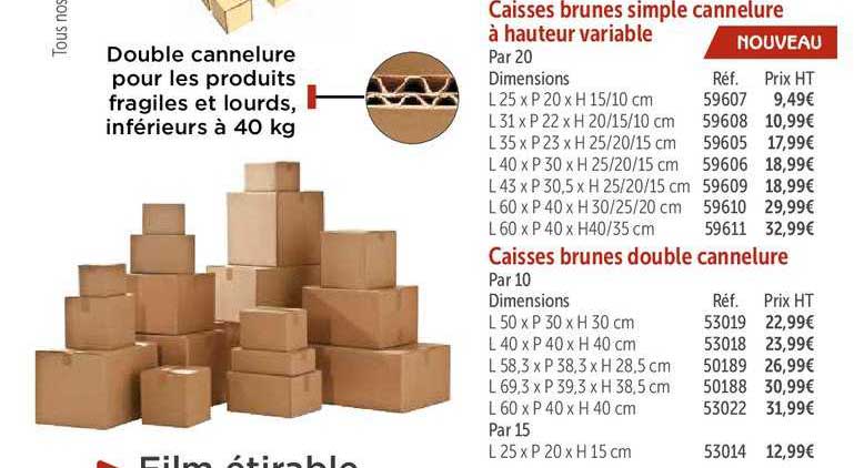 caisses brunes simple cannelure à hauteur variables caisses brunes double cannelure