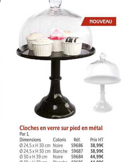 cloches en verre sur pied en métal