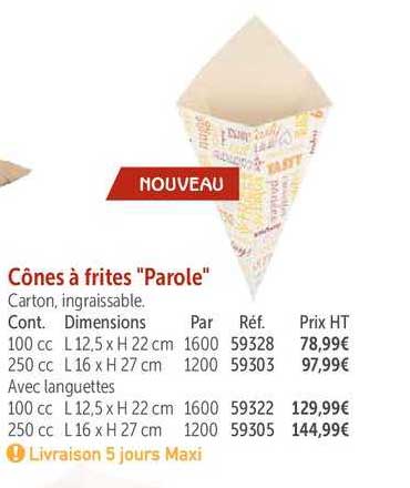 cônes à frites "parole"