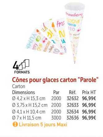 Cônes Pour Glaces Carton "parole"