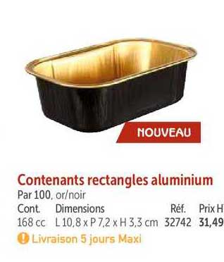 contenants rectangles aluminium