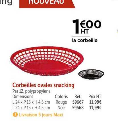 corbeilles ovales snacking
