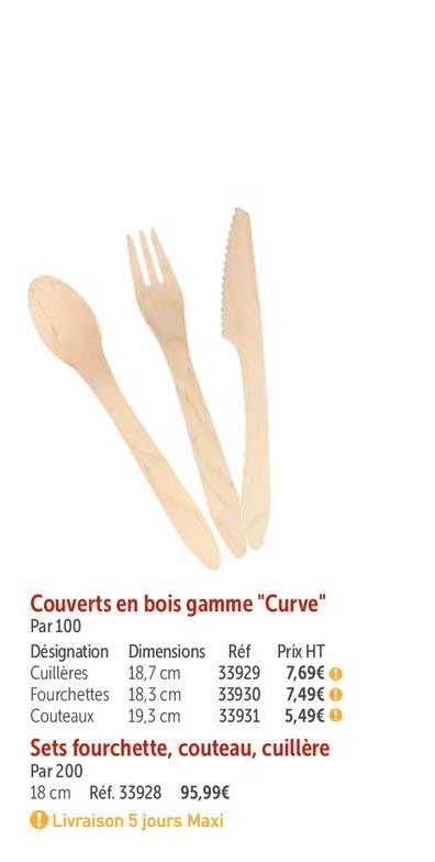 Couverts En Bois Gamme Curve Sets Fourchette Couteau Cuillère