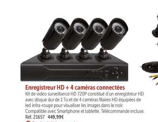 Enregistreur Hd + 4 Caméras Connectées